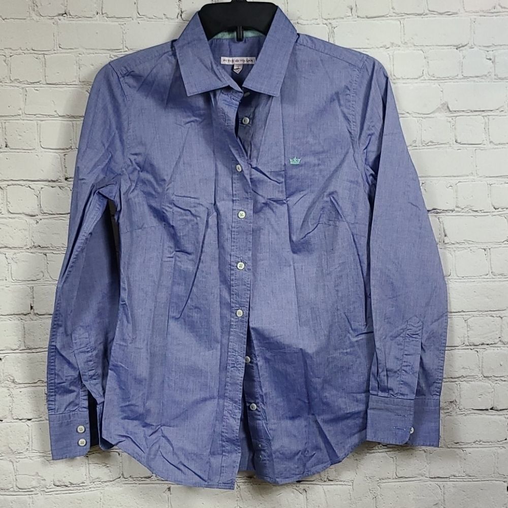 Peter Millar 👑 Blue British Luxurious Dress Shirt Long Sleeve Button Down
